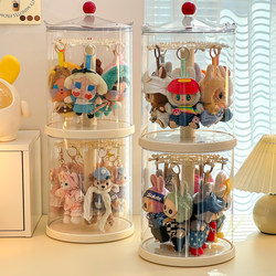 Labubu Display Box Rotating Labubu Pendant Storage Box Transparent Hanging Plush Toy Vinyl Doll Dust Cover
