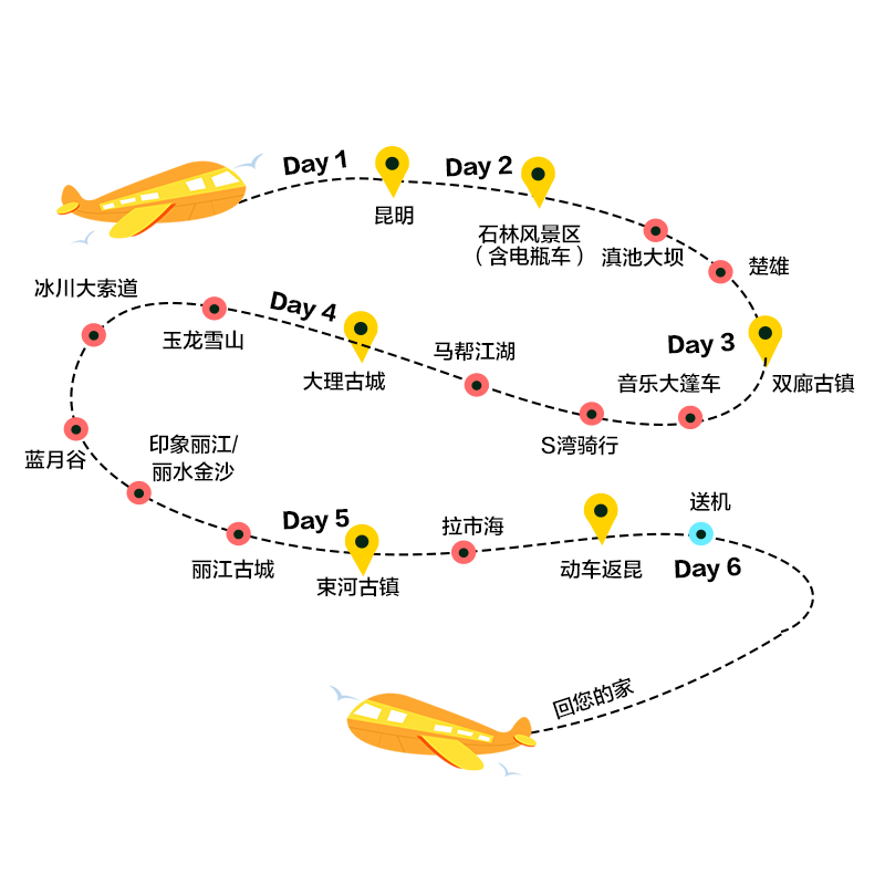 云南纯玩旅游6日跟团游昆明大理丽江玉龙雪山6天5晚12人小团