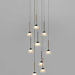 Postmodern High-End Duplex Staircase Chandelier, Suspended Living Room Chandelier, Loft Apartment Long-Line Villa Staircase Chandelier