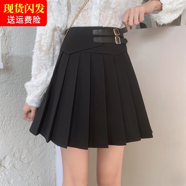 Large size slim and pleated skirt, small short skirt, fat mm Korean versatile A-line skirt, spring and summer belly-covering skirt