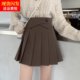 Large size super hot brown pleated skirt short skirt autumn and winter belly puffy skirt fat mm college style slim A-line skirt