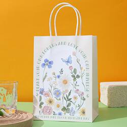 Floral Gift Bag, Ins-Style High-End Kraft Paper Tote Bag, Souvenir Bag, Exquisite Gift Packaging Paper Bag
