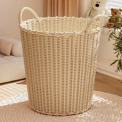Imitation Rattan Laundry Basket for Home Use, Trendy Laundry Hamper, Large Capacity, High Aesthetic Value, Bathroom Dirty Clothes Basket