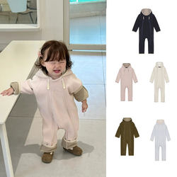 Infants and Toddlers Danish Small Umbrella-Style One-Piece Upgraded Anti-Scratch Fleece Jumpsuit Baby Warm Outdoor Crawling Suit