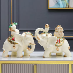 A Pair of Fortune-Attracting Elephants, Light Luxury High-End Decorations for Living Room Cabinets, Tv Cabinets, Wine Cabinets, Modern Creative Home Decor