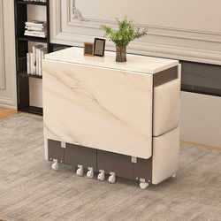 Household Folding Dining Table for Small Apartments, Movable and Extendable Rectangular Table with Wheels, Simple Wall-Mounted Dining Table