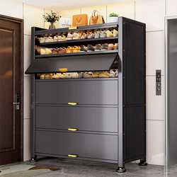 Steel Shoe Cabinet for Home Use, Integrated Wall-Mounted Entryway Storage Cabinet, Large Capacity Stainless Steel Storage Cabinet Shoe Rack