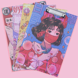 A4 Clipboard Paper Cute Cartoon Fresh Style Multifunctional Folder for Students Art Exam Pad Test Paper Storage Document Organizer Office Supplies Meeting Record Clipboard Writing Board