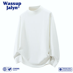 
WASSUP JALYN half turtleneck German velvet long-sleeved T-shirt men's American trendy autumn and winter heavyweight inner layering shirt