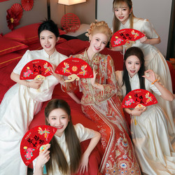 Wedding Fan for the Bride and Bridesmaids, Morning Robe for the Bride, Photo Props, Chinese-Style Wedding Fan, Wedding Supplies Collection