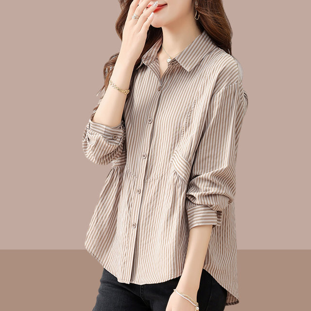 Dark series design feeling niche blouse woman early spring 2023 new long-sleeved waist shirt