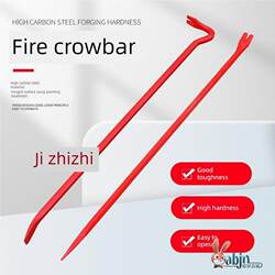 Firefighting Pry Bar, Iron Pry Bar, Carbon Steel Bar, Red Nail Puller, Fire Equipment, Multi-Functional Special Steel Pry Bar Tool