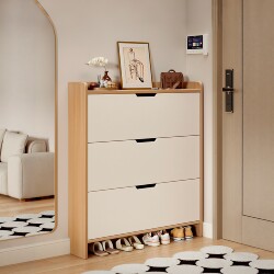 2026 New Model Ultra-Thin Shoe Cabinet Storage Cabinet Integrated Against the Wall for Home Entrance, Solid Wood Shoe Rack, Narrow Entryway Cabinet