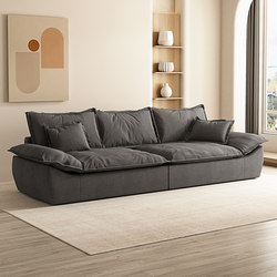 Italian Minimalist Tech Fabric Sofa for Living Room, Small Apartment, Modern Simple Light Luxury Three-Seater Straight Row Sailboat Sofa