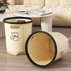Buy One Get One Free Large Cream-Colored Trash Can for Home Use in Living Room, Kitchen, Bedroom, Student Dormitory, Office Wastebasket