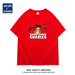 Charles Train Game Clothes Kidsren's Short-Sleeved T-Shirt Summer Clothes Boys Pure Cotton Spider Print Pattern Top