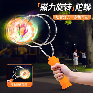 
Children's gyro toys glowing hand-crank magnetic track magic UU ball round magic flying magnet yo-yo colorful