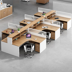 Staff Office Desk and Chair Combination, Cross-Shaped Double 4-6 Person Workstation, Financial Partition, Simple Modern Design