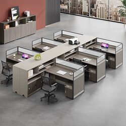 Staff Desks, Employee Workstation Table and Chair Combination Set, 2-Person, 4-Person, Financial Workstation Partition, Workstation Table