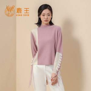 鹿王羊绒衫女士半高领套头衫舒适保暖时尚洋气宽松百搭春秋冬新款