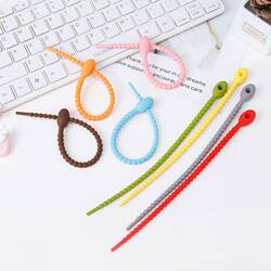 Silicone Strap Tie Self-Locking Colorful Binding Rope Elastic Band Elastic Rubber Band Cable Organizer Home Storage