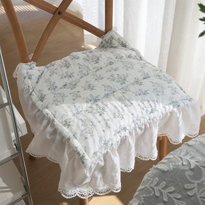 
Pastoral super ins thin embroidered ruffle simple home fabric chair cushion dining chair four seasons breathable floral
