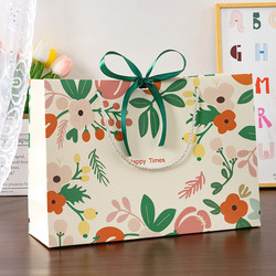 Forest-Style Cartoon Floral Gift Bags, Exquisite Tote Bags, Packaging Bags, Paper Bags, Ready-Made Universal Gift Bags with Ribbons