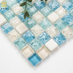 Blue Crystal Glass Ice Cracked Mosaic Tile Kitchen Bathroom Bathroom Balcony Stone Tv Background Wall Sticker