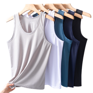 
Ice silk vest men wear fitness hurdle mesh sports vest loose quick-drying top sleeveless vest