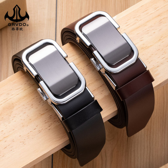 Mens Automatico Scorrevole Fibbie No Hole In Pelle Ratchet Cinghia - Foto 7