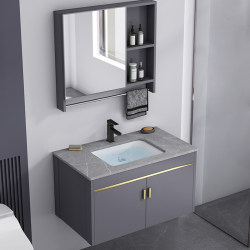 Slate Space Aluminum Bathroom Cabinet Toilet Washbasin Cabinet Combination Ceramic Integrated Basin Washstand Bathroom Washbasin