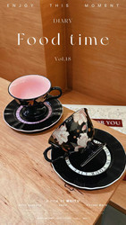 French Retro Floral Ceramic Goblet and Saucer Coffee Cup High-Looking and Elegant Latte Flower Cup Afternoon Tea Gift