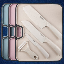 Wheat Cutting Board for Home Use, Two-In-One Cutting Board and Knife Set for Cutting Fruits, Chopping Board for Baby Food, Small Knife Board Combination Set