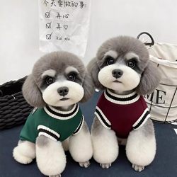 Autumn and Winter Dog Clothes, Cat Clothes, Knitted Vests, Campus British Style Small Dog Clothes, Teddy Clothes