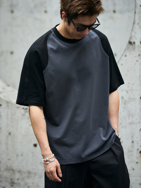 TANOXI T239 Cool Xinjiang long-staple cotton, breathable and sweat-wicking, casual curved raglan sleeve short-sleeved T-shirt