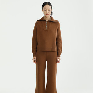 
Debrafen's new winter Polo collar cardigan for women pure wool pullover bottoming sweater sweater top