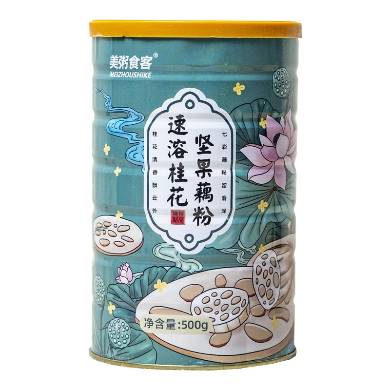 美粥食客桂花坚果藕粉500g罐装营养早餐即食代餐冲泡速食冲饮正品