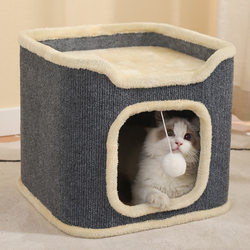 Cat Climbing Frame, Cat House, Cat Tree All-In-One, Suitable for All Seasons, Cat Scratching Board, Double-Layer Multi-Layer Tree Hole Cat Nest for Cats