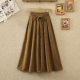 2023 autumn and winter new retro high -waisted A -line skirt light core skirts, laceli pleated skirt long skirt women
