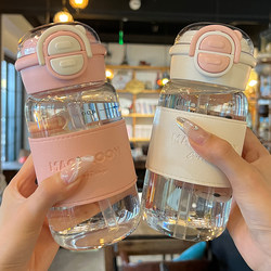 Cute Water Cup 2025 New Model for Women, High-Looking Office Glass Straw Cup, Portable Summer Student Double Drinking Cup