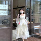 Ruffled long-sleeved French niche square collar chiffon skirt for women 2025 spring and summer new fairy princess dress