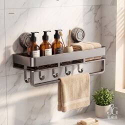 Suction Cup Storage Rack for Bathroom, No-Drill Wall-Mounted Bathroom Washbasin Toilet Wall Storage Rack