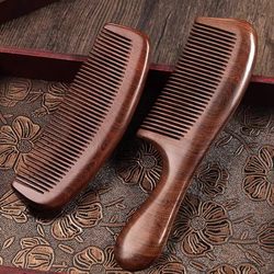 German Atnpqz Natural Sandalwood Comb for Home Use, Peach Wood Long Hair Anti-Static Hair Loss Comb, Solid Wood Comb