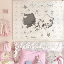 ins Wind Chimes Kitten Background Wall Hanging Cloth Dormitory Decoration Transformation Bedroom Room Bedside Arrangement Tapestry
