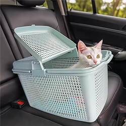Pet Car Carrier Cat Bed, Breathable Travel Box for Long-Distance Trips, Portable Large Space Cat Bag, Small and Medium-Sized Dog Bed