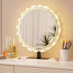 Sunflower Internet-Famous Light-Up Desktop Makeup Mirror Acrylic Vanity Mirror Bedroom Led Light Dressing Table Light Luxury Mirror