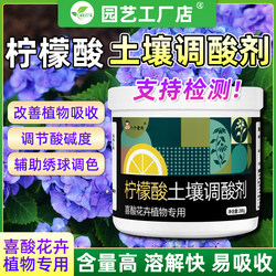 Citric acid soil conditioner assists hydrangea blue coloring