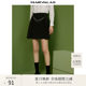 Mandesey black simple short skirt 2025 autumn new irregular splicing skirt to make you look slim and hip A-line skirt