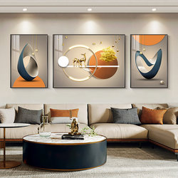 Light Luxury Sofa Background Wall Painting, High-End and Grand Wall Art Triptych, 2026 New Model Living Room Decorative Painting Mural