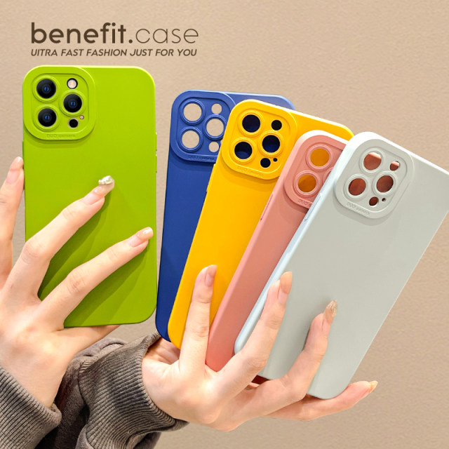 Benefit simple ins solid color far peak blue 17pro16 suitable for 15 apple 13promax mobile phone case iphone12 new 14promax liquid 11 silicone xsmax anti-fall xr women 8pl